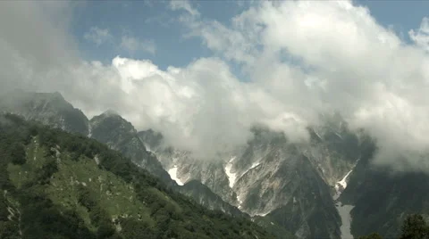 Hakuba and dynamic clouds, flat color Video stock 66747506