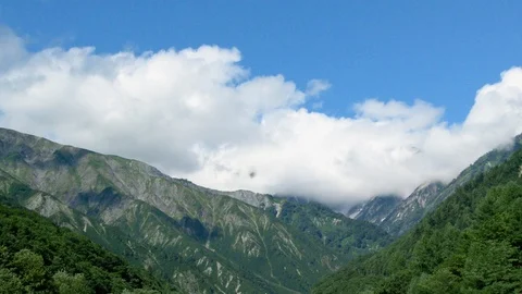 Hakuba mountain and clouds time lapse in Nagano Prefecture, Japan. Stock Footage 100254762
