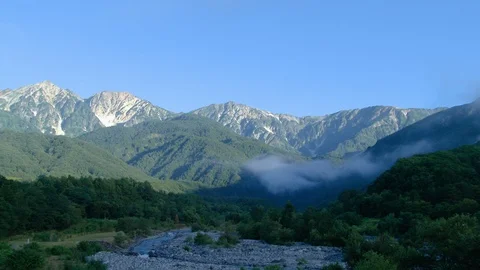 Hakuba mountain and clouds time lapse in Nagano Prefecture, Japan. Stock Footage 100255038