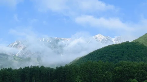 Hakuba mountain and clouds time lapse in Nagano Prefecture, Japan. Stock Footage 100256811