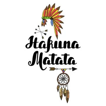 Hakuna matata Hand drawn typography vector Illustration Stock Illustration