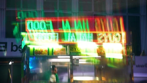 Halal Cart Reflection - NYC Video stock 129064203