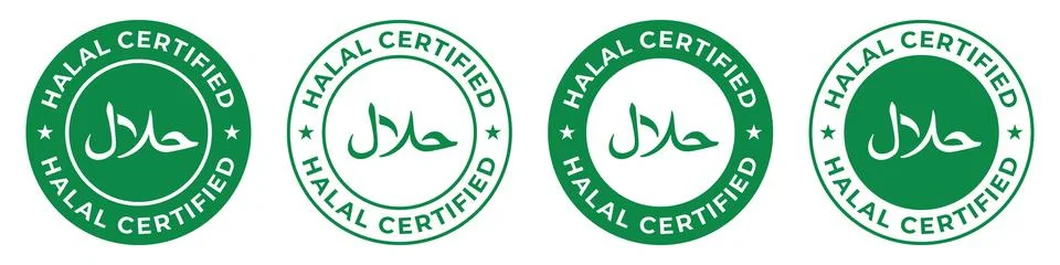 Halal certified label vector icon green illustration for product package. G.. Stock Illustration