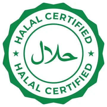 Halal certified label vector icon green illustration. Islamic Halal sign, s.. Stock Illustration