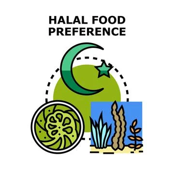 Halal food preference concept with approved ingredients Stock Illustration