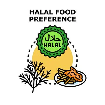 Halal food preference concept with approved certification Stock Illustration