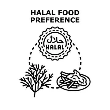 Halal food preference concept with approved certification Stock Illustration