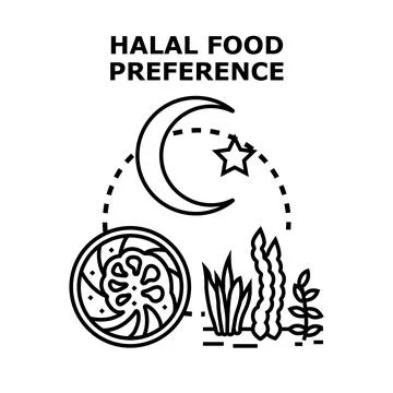 Halal food preference concept with approved ingredients Stock Illustration