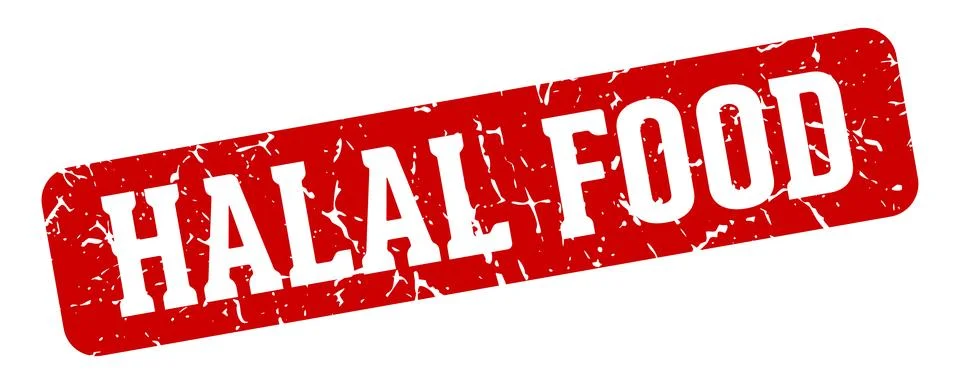 Halal food rectangular sign. halal food stamp Stock Illustration