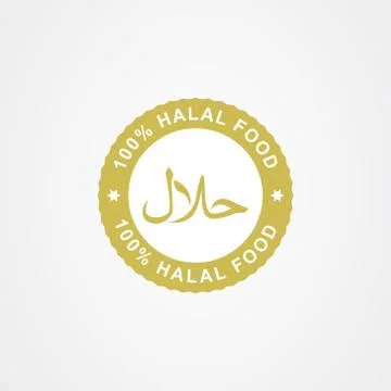 Halal logo vector illustration. Round stamp for halal food, drink and product Illustrazione stock