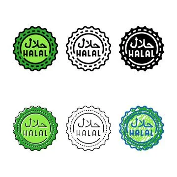 Halal product label simplified warning color icon vector Stock Illustration