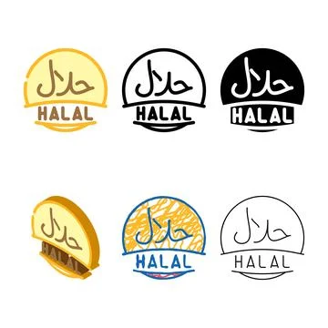 Halal product label warning color simplified icon vector Stock Illustration