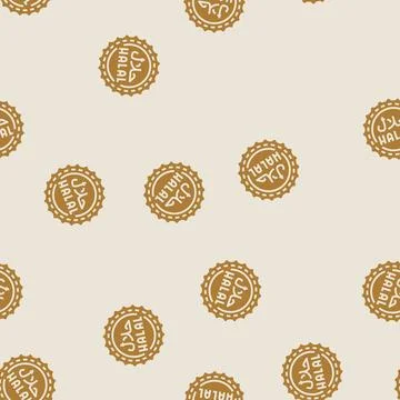 Halal product label warning glyph seamless pattern Stock Illustration