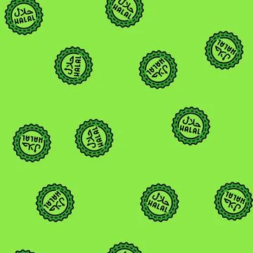 Halal product label warning vector seamless pattern Stock Illustration
