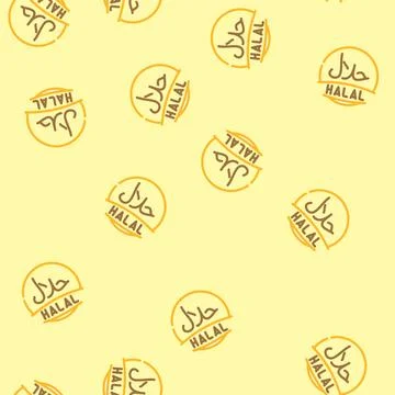 Halal product label warning vector seamless pattern Stock Illustration