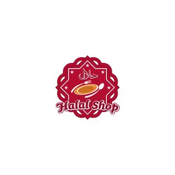 Halal shop logo design vector for restaurant Stock Illustration