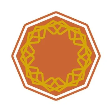 Halal template for Islamic pattern. Logo for properly cooked food and permi.. Illustrazione stock