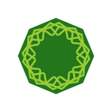 Halal template for Islamic pattern. Logo for properly cooked food and permi.. Illustrazione stock