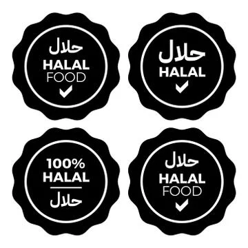 Halal vector icons set Stock Illustration