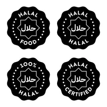 Halal vector icons set Stock Illustration