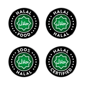 Halal vector icons set Stock Illustration