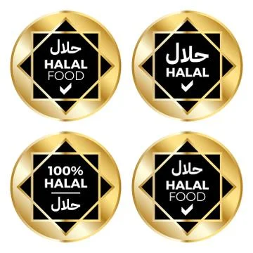 Halal vector icons set Stock Illustration
