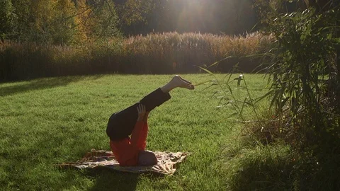 Halasana or the plough Stock Footage 124561099