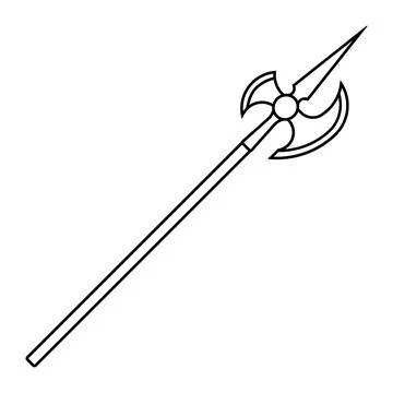 Halberd icon in linear style. Stock Illustration