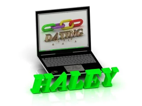 HALEY- Name and Family bright letters near Notebook and  inscription Dating o Stock Illustration