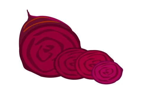 Half and slices beetroot isolated on white background. Red beet cut sliced. Illustrazione stock