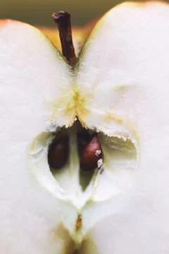 Half apple close up. cut apple background Fotos Stock