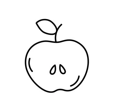 Half of Apple hand drawn line icon, outline fruit vector sign, linear style.. 스톡 일러스트