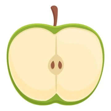 Half apple icon cartoon vector. Green food nutrition Stock Illustration