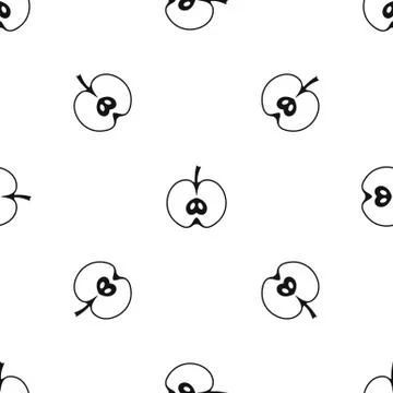 Half apple pattern seamless black 库存插图