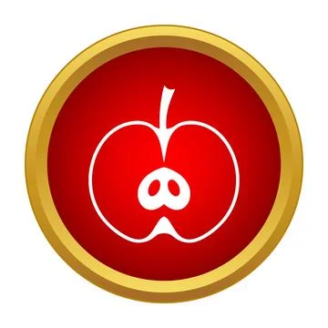 Half apple simple icon design with red circle Stock Illustration