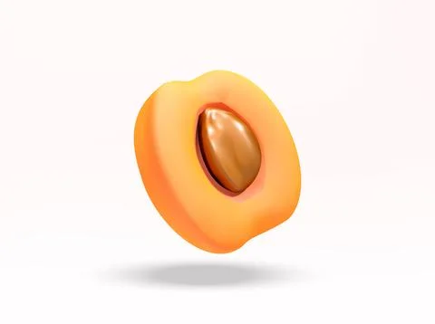 Half apricot with pit 3d Icon Stock Illustration