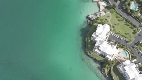 Half Atlantic ocean half land Drone Footage of Bermuda Stock Footage 313843357