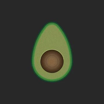Half an avocado, a cut of a fruit of a vegetable with a bone, creative linear Stock Illustration