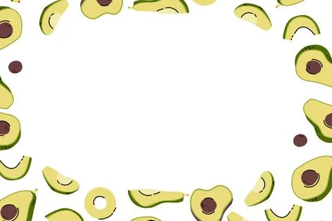 Half avocado frame in retro cartoon flat style Stock Illustration