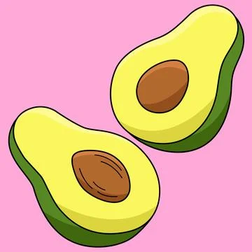 Half Avocado Fruit Colored Cartoon Illustration Illustrazione stock