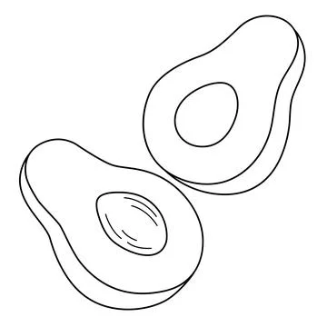 Half Avocado Fruit Isolated Coloring Page for Kids Stock Illustration