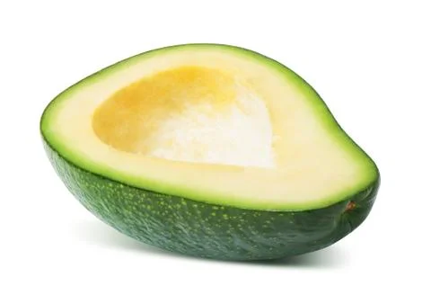 Half of avocado fruit isolated Stock Photos