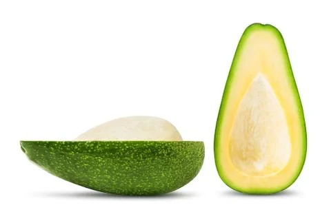 Half of avocado with leaf isolated Foto stock