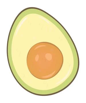 Half an avocado with pit Stock Illustration