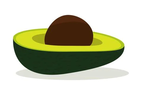 Half an avocado with a pit. Vector illustration. Stock Illustration