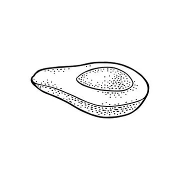 Half avocado with seed. Vector vintage engraving color Illustrazione stock