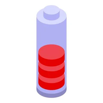 Half battery charge icon isometric vector. Load energy Illustrazione stock