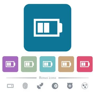 Half battery with two load units flat icons on color rounded square backgroun イラスト素材
