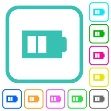 Half battery with two load units alternate vivid colored flat icons Stock Illustration