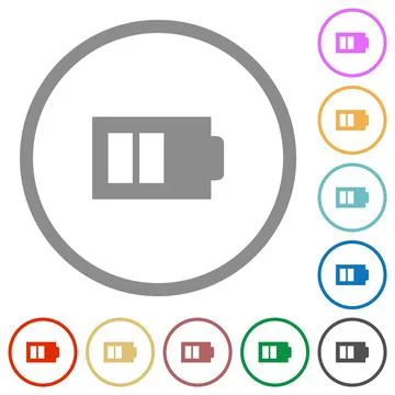 Half battery with two load units alternate flat icons with outlines Stock Illustration